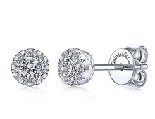 Load image into Gallery viewer, Gabriel &amp; Co. 14K White Gold Halo Diamond Studs