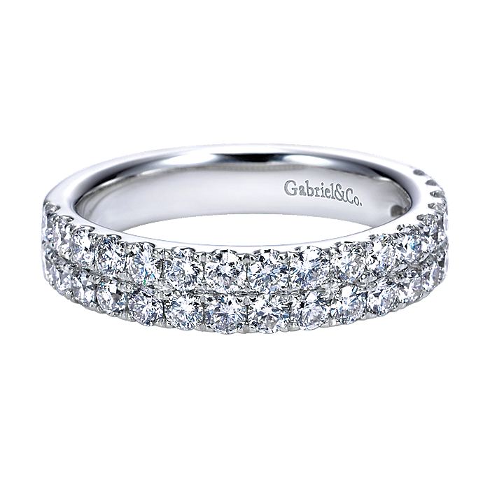 Two Row 14K White Gold Micro Pavé Diamond Anniversary Band