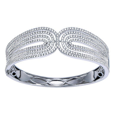 BG3038W84JJ  Gabriel & Co. 18K White Gold Multi Row Textured Diamond Bangle