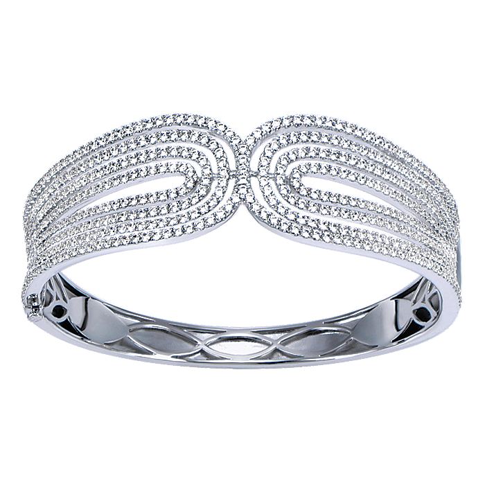 BG3038W84JJ  Gabriel & Co. 18K White Gold Multi Row Textured Diamond Bangle