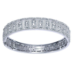 BG3042W84JJ  Gabriel & Co. 18K White Gold Multi Row Textured Diamond Bangle