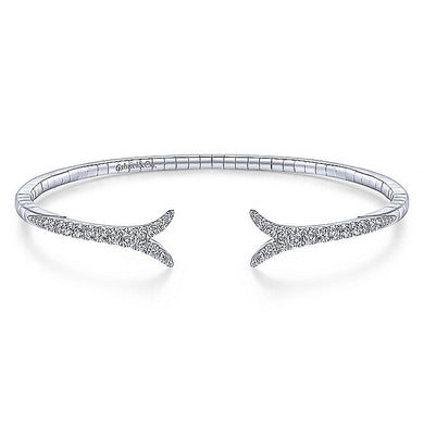 BG3913W45JJ  Gabriel & Co. 18K White Gold Multi Row Textured Diamond Bangle