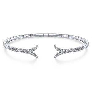 BG3913W45JJ  Gabriel & Co. 18K White Gold Multi Row Textured Diamond Bangle