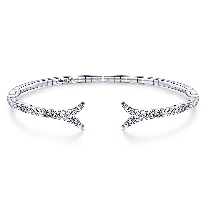 BG3913W45JJ  Gabriel & Co. 18K White Gold Multi Row Textured Diamond Bangle