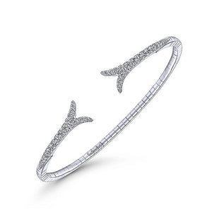 BG3913W45JJ  Gabriel & Co. 18K White Gold Multi Row Textured Diamond Bangle