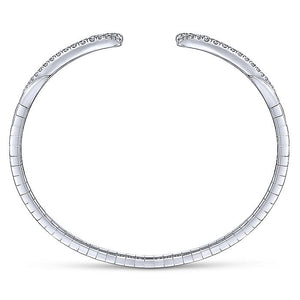 BG3913W45JJ  Gabriel & Co. 18K White Gold Multi Row Textured Diamond Bangle