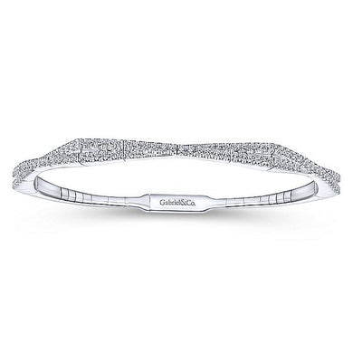 BG3972-65W45JJ  Gabriel & Co. 18K White Gold Multi Row Textured Diamond Bangle