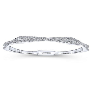 BG3972-65W45JJ  Gabriel & Co. 18K White Gold Multi Row Textured Diamond Bangle