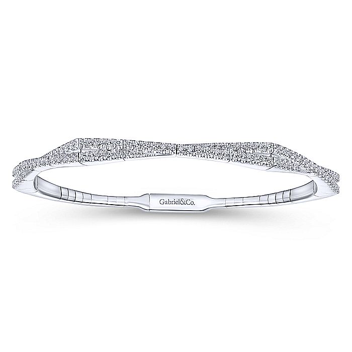 BG3972-65W45JJ  Gabriel & Co. 18K White Gold Multi Row Textured Diamond Bangle