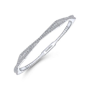 BG3972-65W45JJ  Gabriel & Co. 18K White Gold Multi Row Textured Diamond Bangle