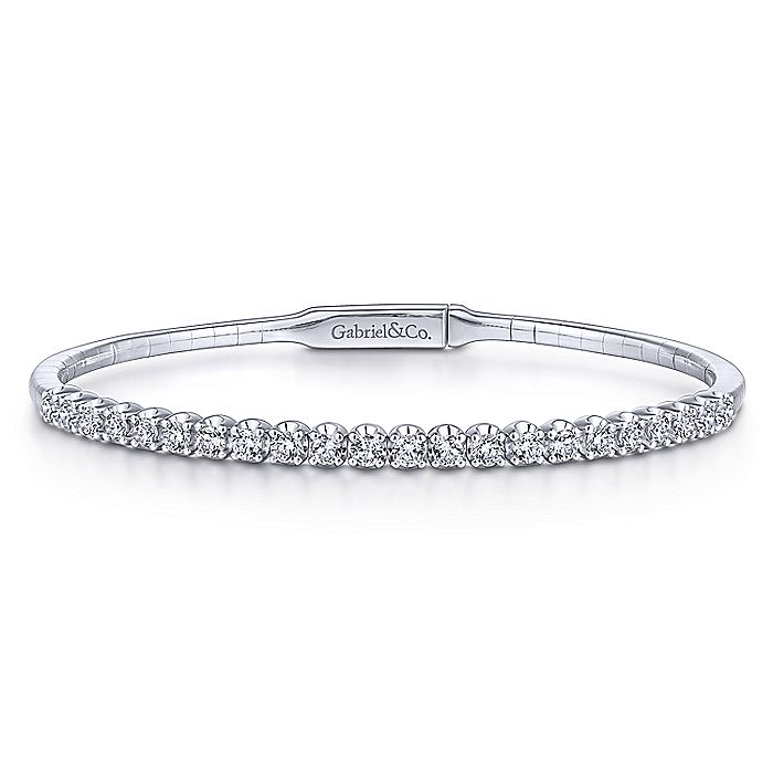 BG3975-65W45JJ  Gabriel & Co. 18K White Gold Multi Row Textured Diamond Bangle