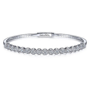 BG3977-65W45JJ  Gabriel & Co. 18K White Gold Multi Row Textured Diamond Bangle