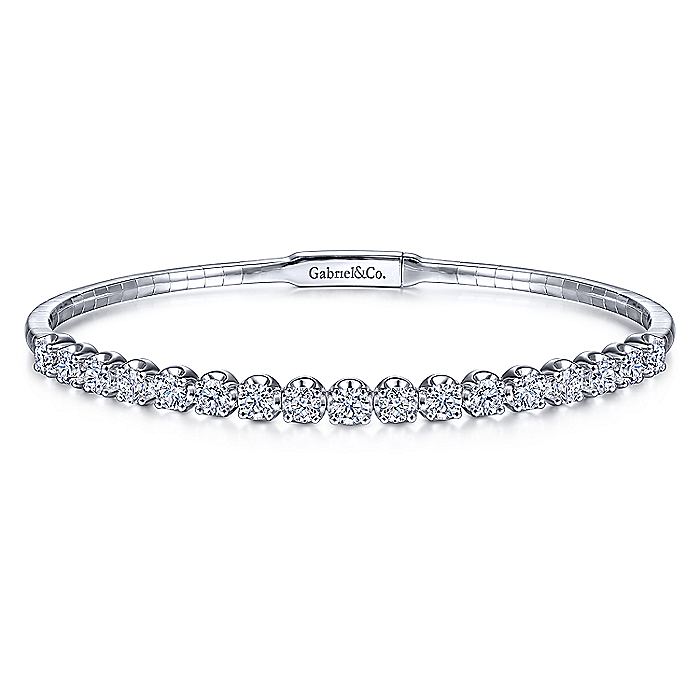 BG3977-65W45JJ  Gabriel & Co. 18K White Gold Multi Row Textured Diamond Bangle