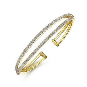 BG4008-65Y45JJ  Gabriel & Co. 18K White Gold Multi Row Textured Diamond Bangle