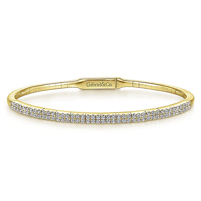 BG4009-65Y45JJ  Gabriel & Co. 18K White Gold Multi Row Textured Diamond Bangle