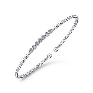 BG4116-65W45JJ  Gabriel & Co. 18K White Gold Multi Row Textured Diamond Bangle