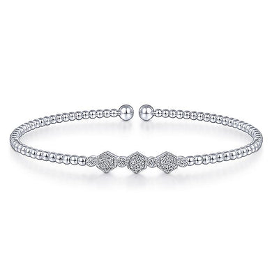 BG4117-65W45JJ  Gabriel & Co. 18K White Gold Multi Row Textured Diamond Bangle