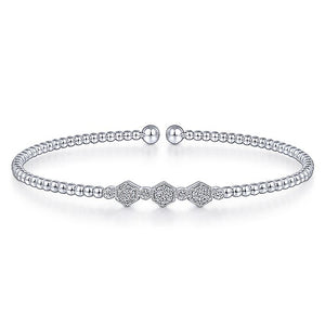 BG4117-65W45JJ  Gabriel & Co. 18K White Gold Multi Row Textured Diamond Bangle