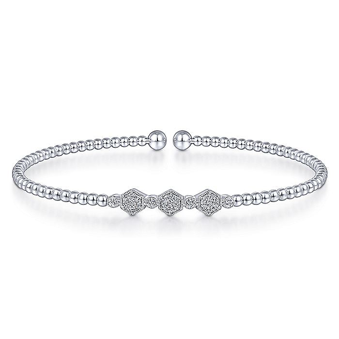 BG4117-65W45JJ  Gabriel & Co. 18K White Gold Multi Row Textured Diamond Bangle