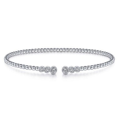 BG4120-65W45JJ  Gabriel & Co. 18K White Gold Multi Row Textured Diamond Bangle