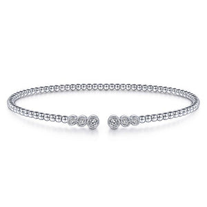 BG4120-65W45JJ  Gabriel & Co. 18K White Gold Multi Row Textured Diamond Bangle