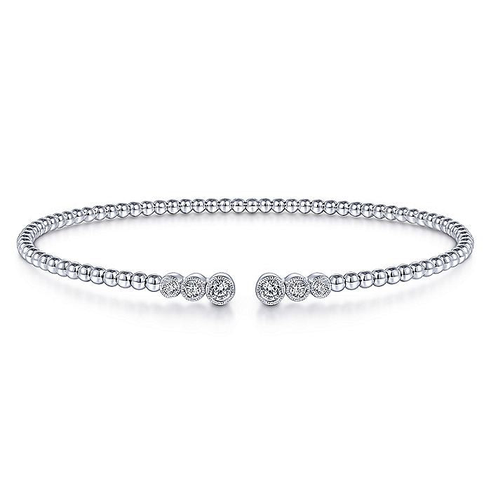 BG4120-65W45JJ  Gabriel & Co. 18K White Gold Multi Row Textured Diamond Bangle