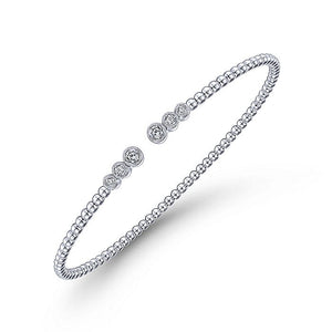 BG4120-65W45JJ  Gabriel & Co. 18K White Gold Multi Row Textured Diamond Bangle