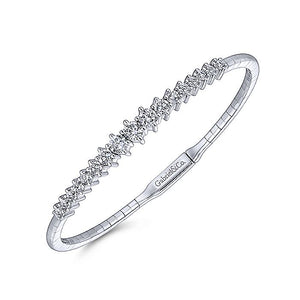 BG4172-65W45JJ  Gabriel & Co. 18K White Gold Multi Row Textured Diamond Bangle