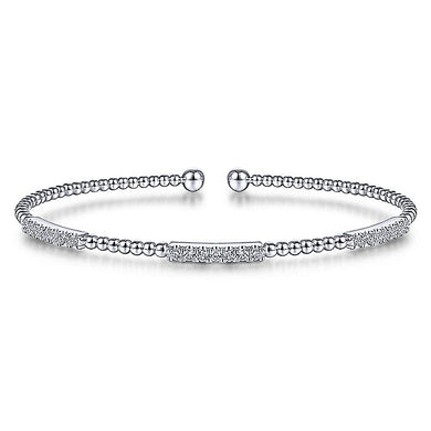 BG4217-65W45JJ  Gabriel & Co. 18K White Gold Multi Row Textured Diamond Bangle