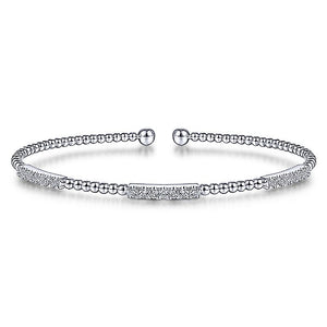 BG4217-65W45JJ  Gabriel & Co. 18K White Gold Multi Row Textured Diamond Bangle