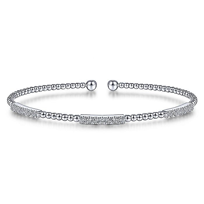 BG4217-65W45JJ  Gabriel & Co. 18K White Gold Multi Row Textured Diamond Bangle