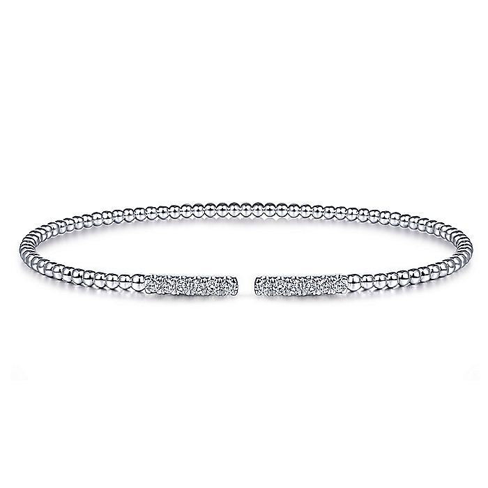 BG4218-65W45JJ  Gabriel & Co. 18K White Gold Multi Row Textured Diamond Bangle