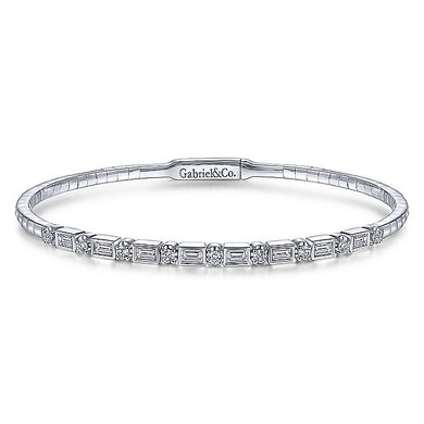 BG4219-65W44JJ  Gabriel & Co. 18K White Gold Multi Row Textured Diamond Bangle