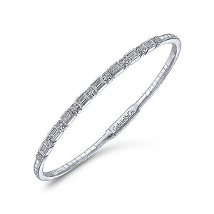 BG4219-65W44JJ  Gabriel & Co. 18K White Gold Multi Row Textured Diamond Bangle