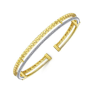 BG4220-65M45JJ  Gabriel & Co. 18K White Gold Multi Row Textured Diamond Bangle