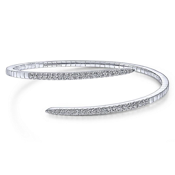 BG4227-65W45JJ  Gabriel & Co. 18K White Gold Multi Row Textured Diamond Bangle