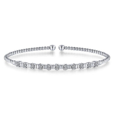 BG4228-65W45JJ  Gabriel & Co. 18K White Gold Multi Row Textured Diamond Bangle