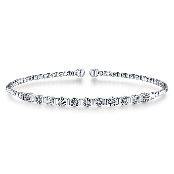 BG4228-65W45JJ  Gabriel & Co. 18K White Gold Multi Row Textured Diamond Bangle