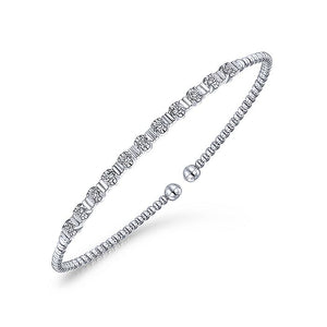 BG4228-65W45JJ  Gabriel & Co. 18K White Gold Multi Row Textured Diamond Bangle