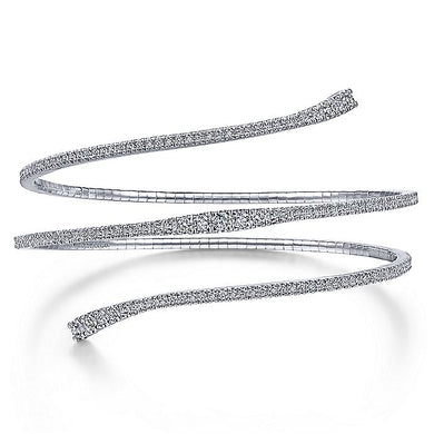 BG4282-62W45JJ  Gabriel & Co. 18K White Gold Multi Row Textured Diamond Bangle