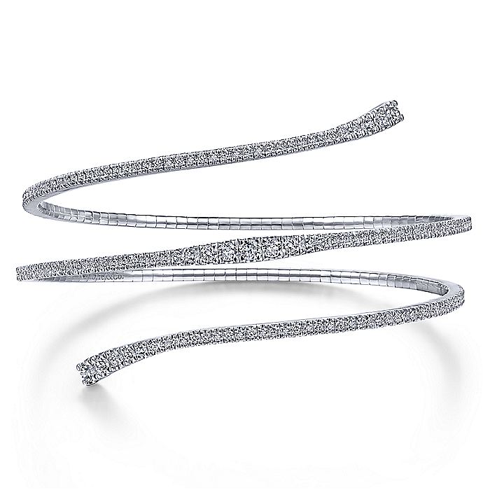 BG4282-62W45JJ  Gabriel & Co. 18K White Gold Multi Row Textured Diamond Bangle