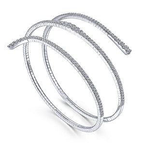 BG4282-62W45JJ  Gabriel & Co. 18K White Gold Multi Row Textured Diamond Bangle