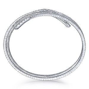 BG4282-62W45JJ  Gabriel & Co. 18K White Gold Multi Row Textured Diamond Bangle