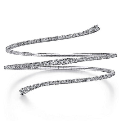 BG4282-65W45JJ  Gabriel & Co. 18K White Gold Multi Row Textured Diamond Bangle