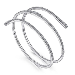 BG4282-65W45JJ  Gabriel & Co. 18K White Gold Multi Row Textured Diamond Bangle