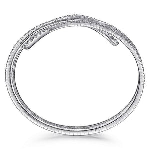 BG4282-65W45JJ  Gabriel & Co. 18K White Gold Multi Row Textured Diamond Bangle