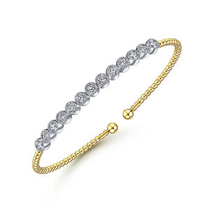 BG4287-65M45JJ  Gabriel & Co. 18K White Gold Multi Row Textured Diamond Bangle