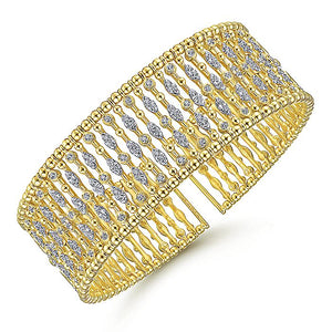 BG4295-65Y45JJ  Gabriel & Co. 18K White Gold Multi Row Textured Diamond Bangle