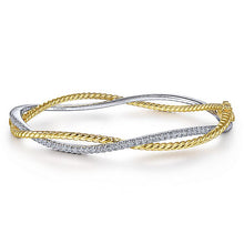 Load image into Gallery viewer, BG4307-65M45JJ  Gabriel &amp; Co. 18K White Gold Multi Row Textured Diamond Bangle