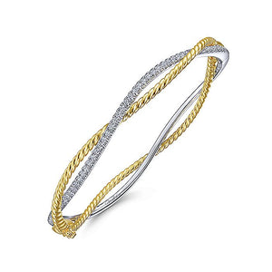 BG4307-65M45JJ  Gabriel & Co. 18K White Gold Multi Row Textured Diamond Bangle